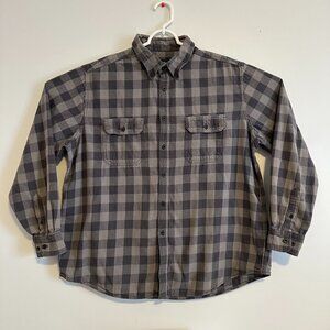 Faded Glory Casual Button Down Mens XL Gray Plaid Rugged Flannel Shirt
